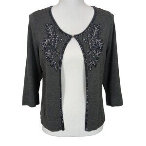 JANA Beaded Cardigan Gray Sz S LIKE NEW